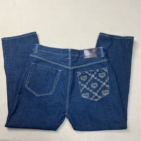 Phat Farm Jeans Mens 40x30 Dark Wash Straight Fit Pants Embroidered Pockets - Picture 9 of 10